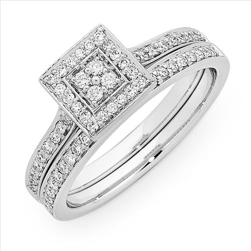 White gold deals diamond bridal set