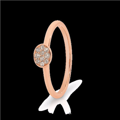 9ct Rose Gold Oval Design Diamond Dress Ring