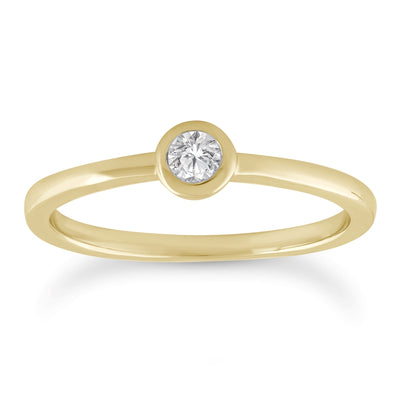 9ct Gold Diamond Bezel Set Solitaire Ring. - 0.25 carats.