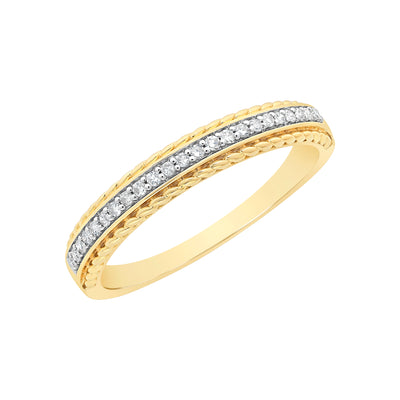 Diamond Set Straight Band Ring - 0.10 carats.