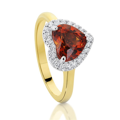 18ct. Gold Heart Shape Spessarite & Diamond Ring - 2.28 carats