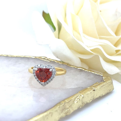 18ct. Gold Heart Shape Spessarite & Diamond Ring - 2.28 carats