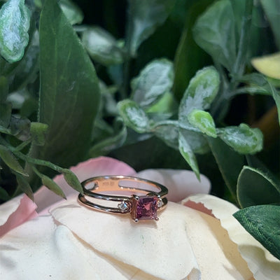 9ct Gold Pink Tourmaline & Diamond Ring