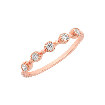 9ct Rose Gold Band set with Cubic zirconias.