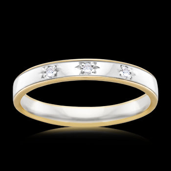 18ct Gold Diamond Star Set Wedding Ring.