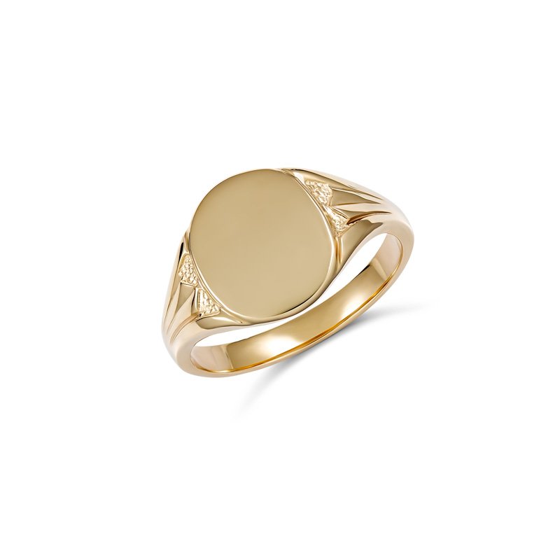 Gents 9ct Yellow Gold Oval Signet Ring.