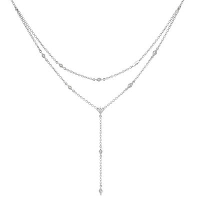 9ct White Gold Diamond Drop Necklace