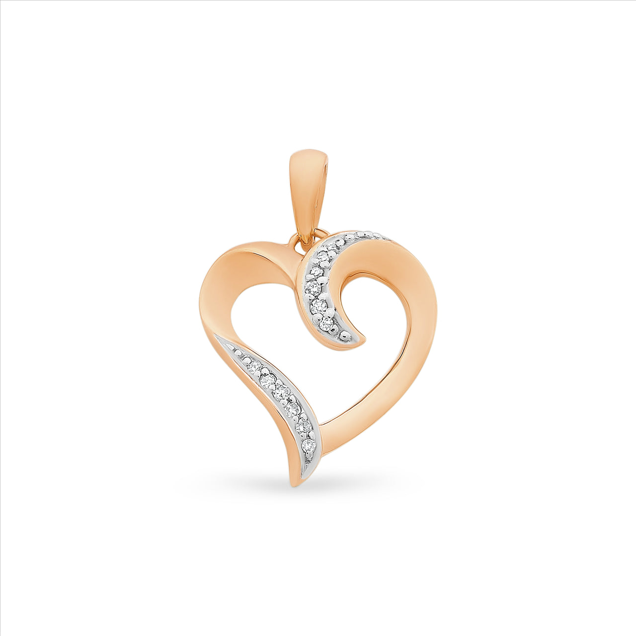 9ct Rose Gold Open Diamond Heart Pendant