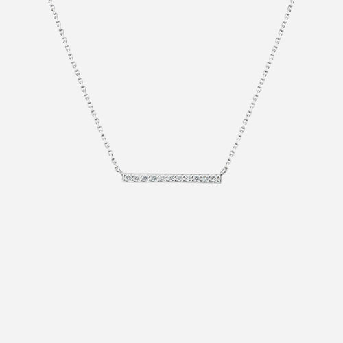 9ct White Gold Diamond Bar Necklace.