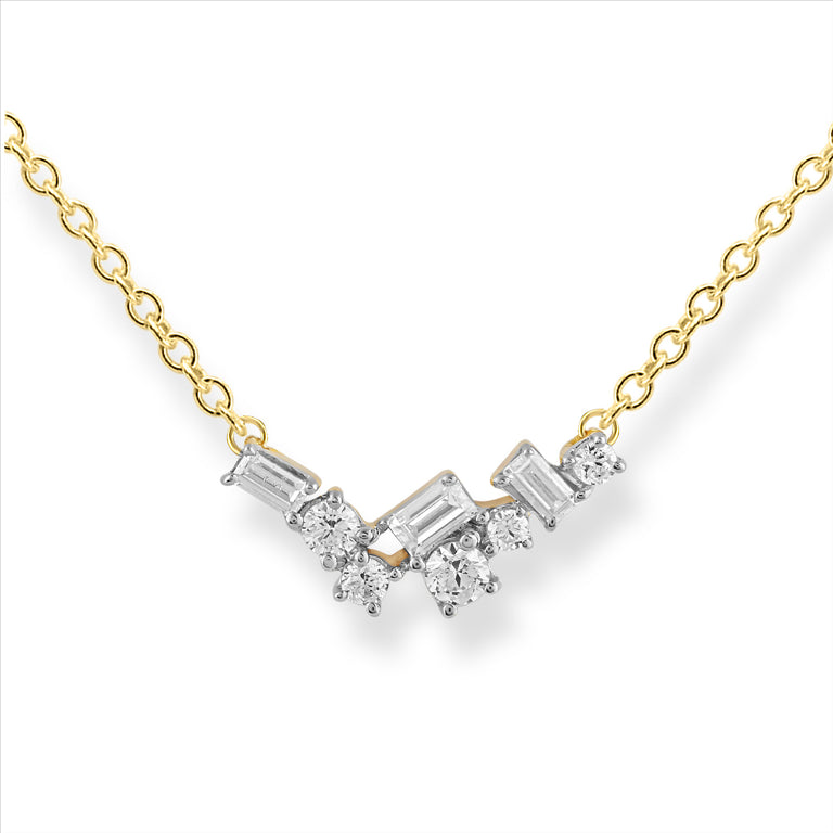9ct Gold Scattered Diamond Necklace.
