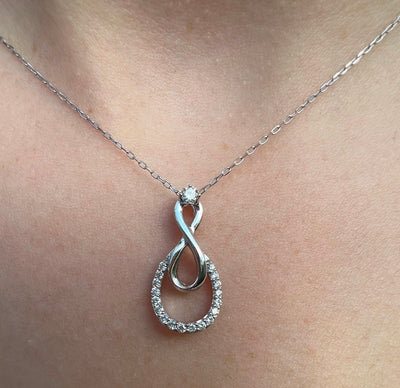 Diamond Set Infinity Drop Necklace.