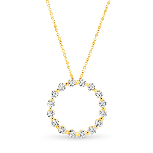 1/2 Carat Circle of Diamonds Necklace in 9ct Yellow Gold.