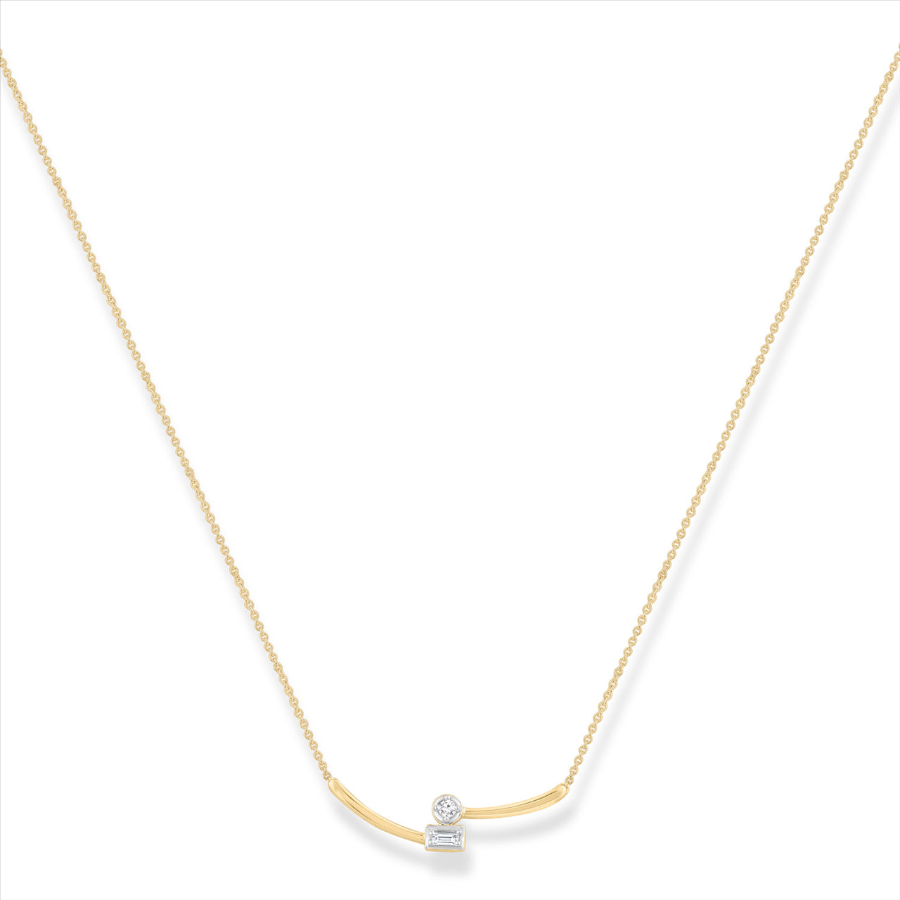 9ct Gold Diamond Bar Solitaire Necklace.