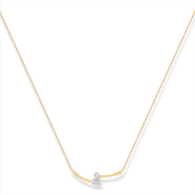9ct Gold Diamond Bar Solitaire Necklace.