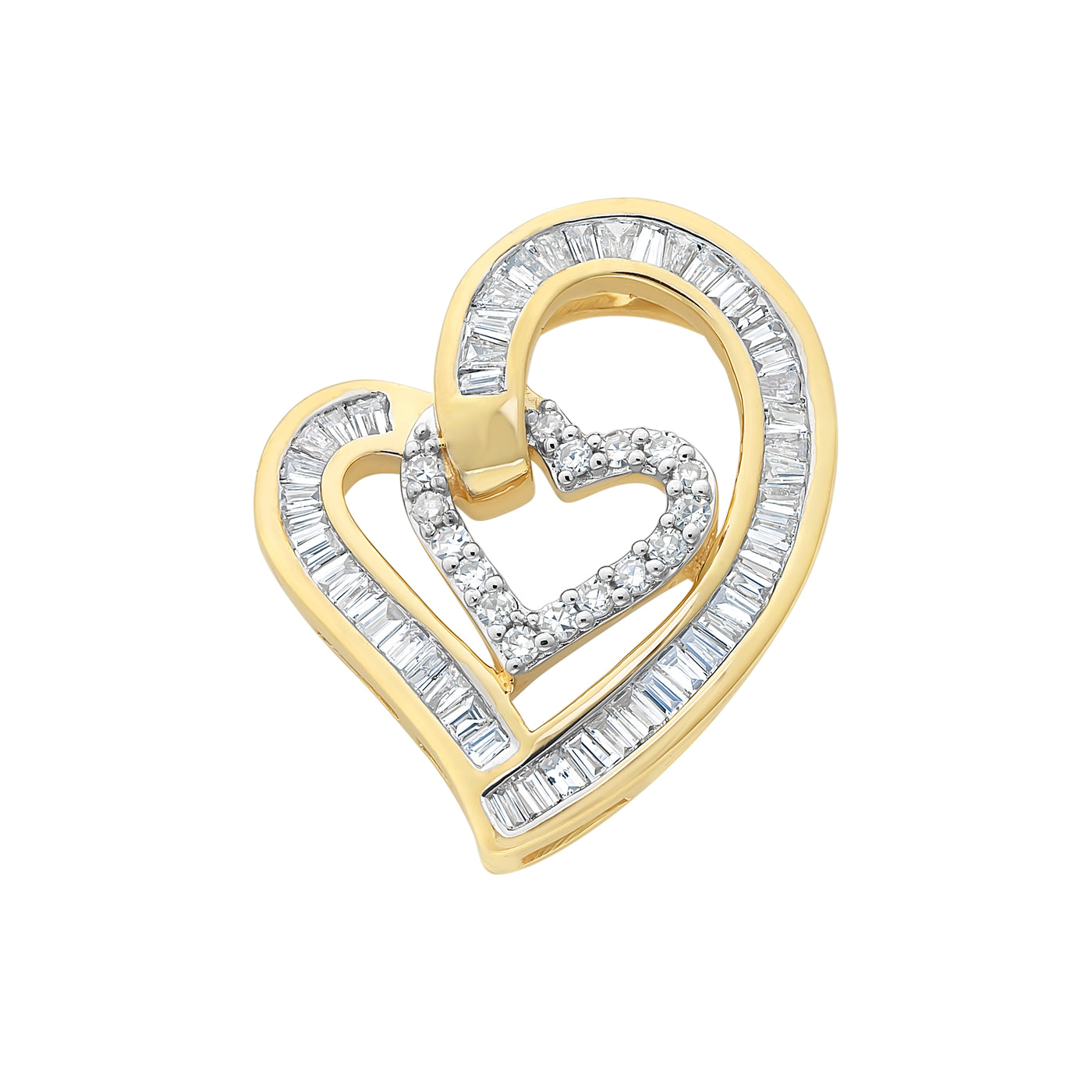 Open Double Heart Diamond Pendant - 0.25 carats.