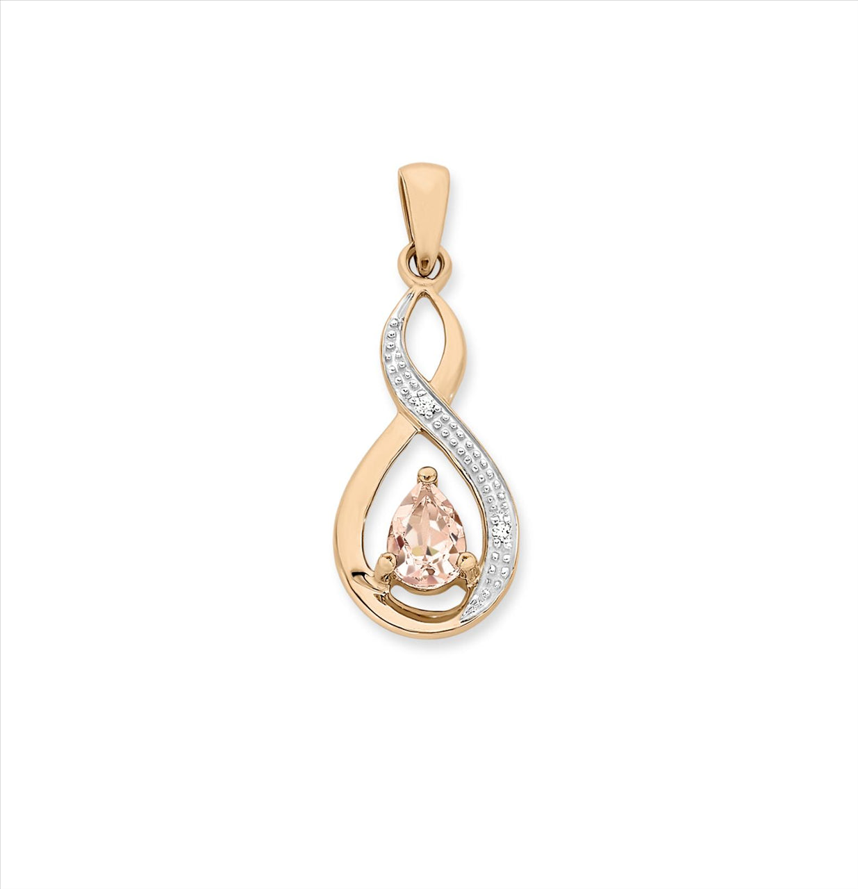 9ct Rose Gold Morganite Diamond Pendant