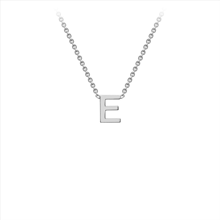 9ct White Gold Petite Initial E Necklace
