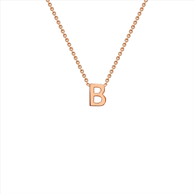 9ct Rose Gold Petite Initial B Necklace