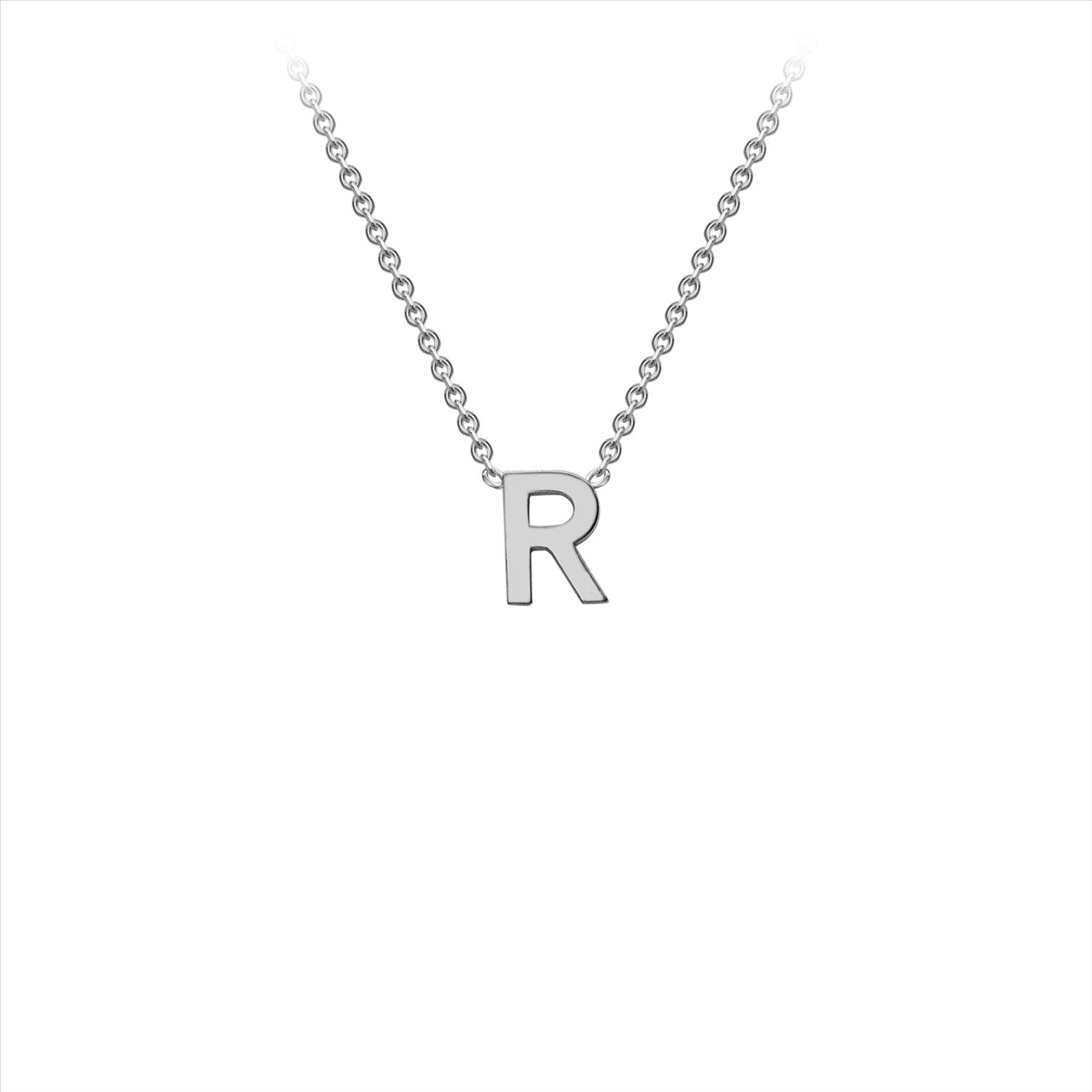 9ct White Gold Delicate Initial R Necklace