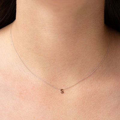 9ct White Gold Petite Initial S Necklace