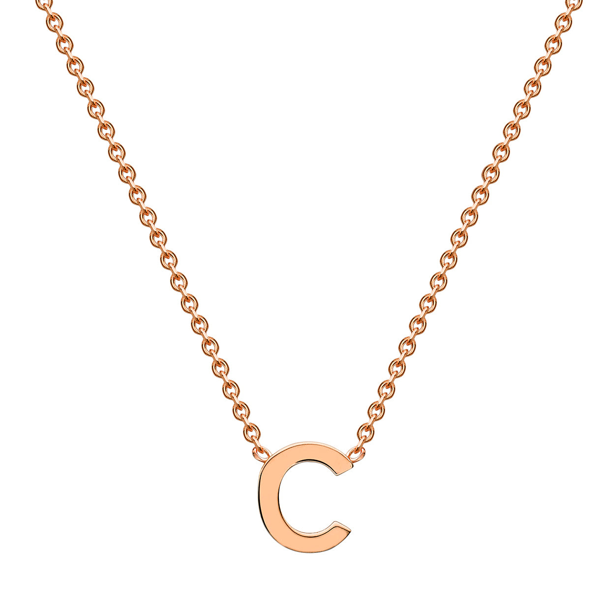 9ct Rose Gold Petite Initial C Necklace