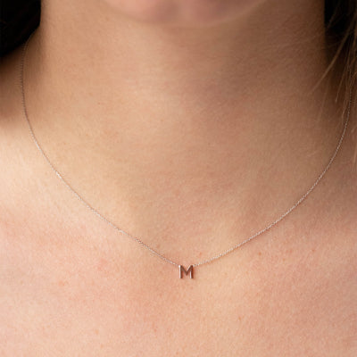 9ct White Gold Petite Initial M Necklace