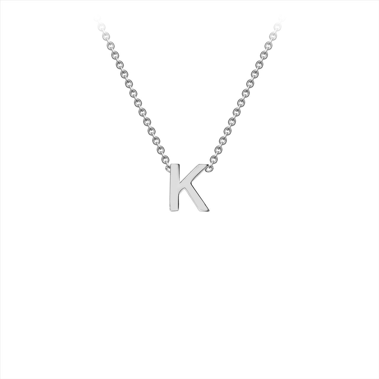 9ct White Gold Petite Initial K Necklace