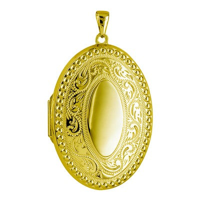 Ornate Large 9ct Gold Oval Locket