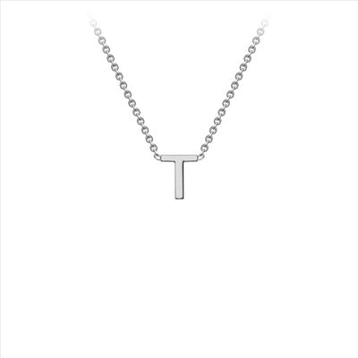 9ct White Gold Petite Initial T Necklace