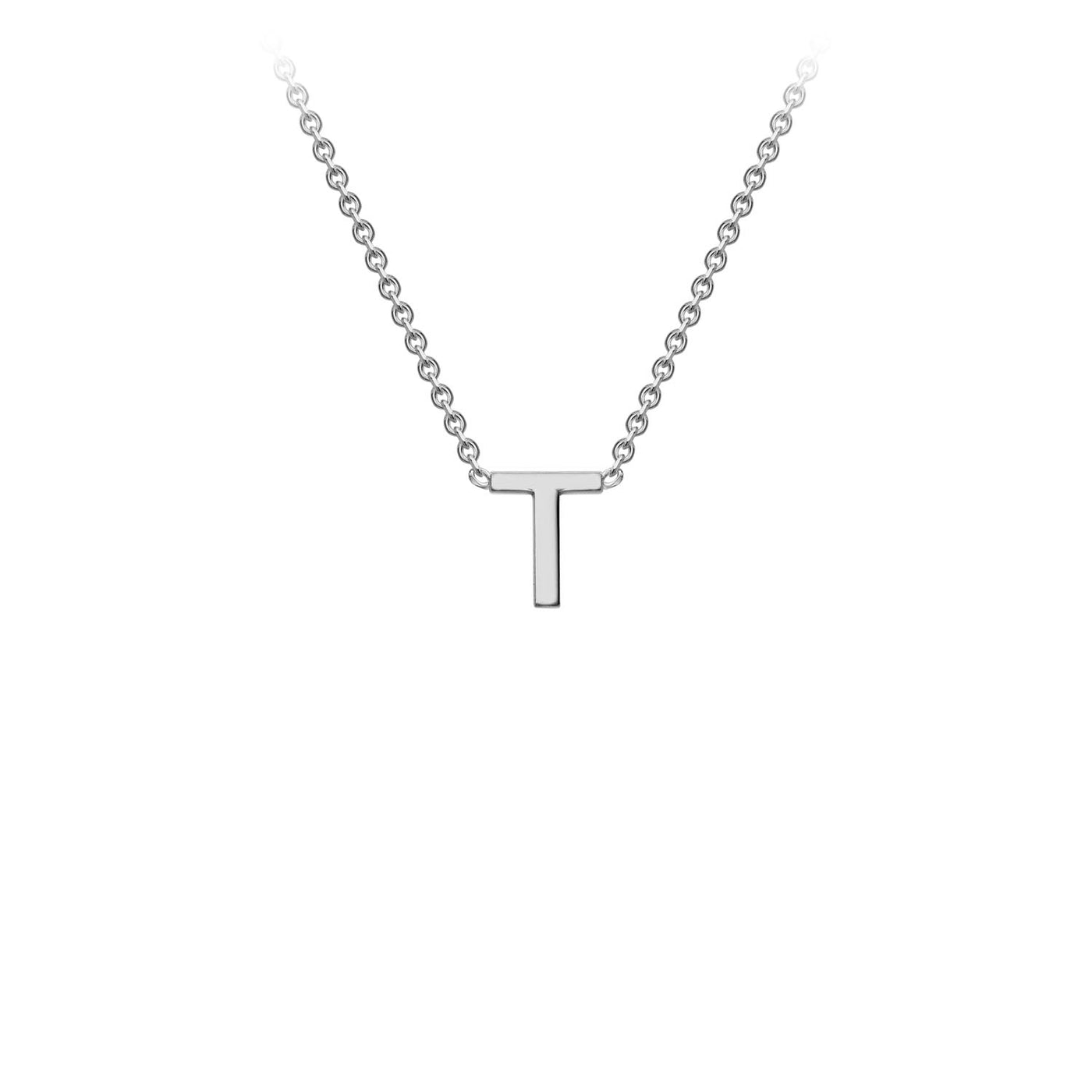 9ct White Gold Petite Initial T Necklace