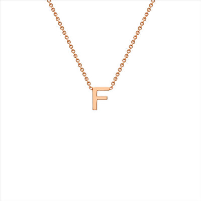Petite 9ct Rose Gold Initial F Necklace.