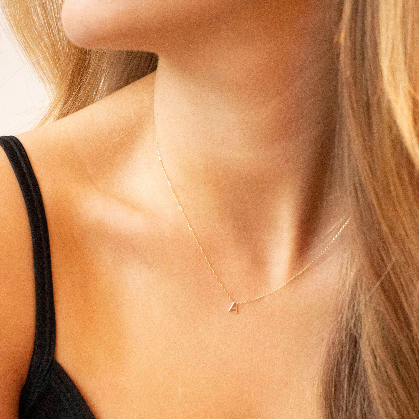 Petite 9ct Rose Gold Initial F Necklace.