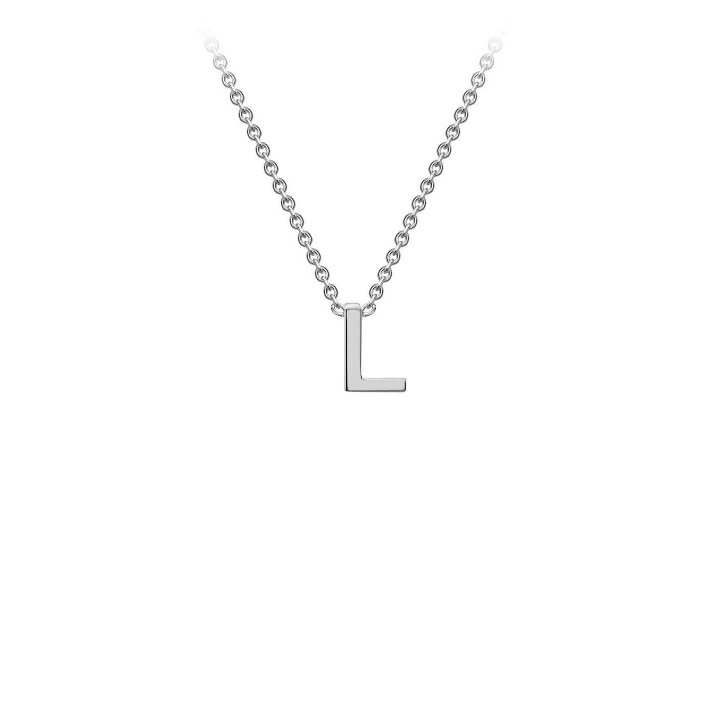9ct White Gold Petite Initial L Necklace