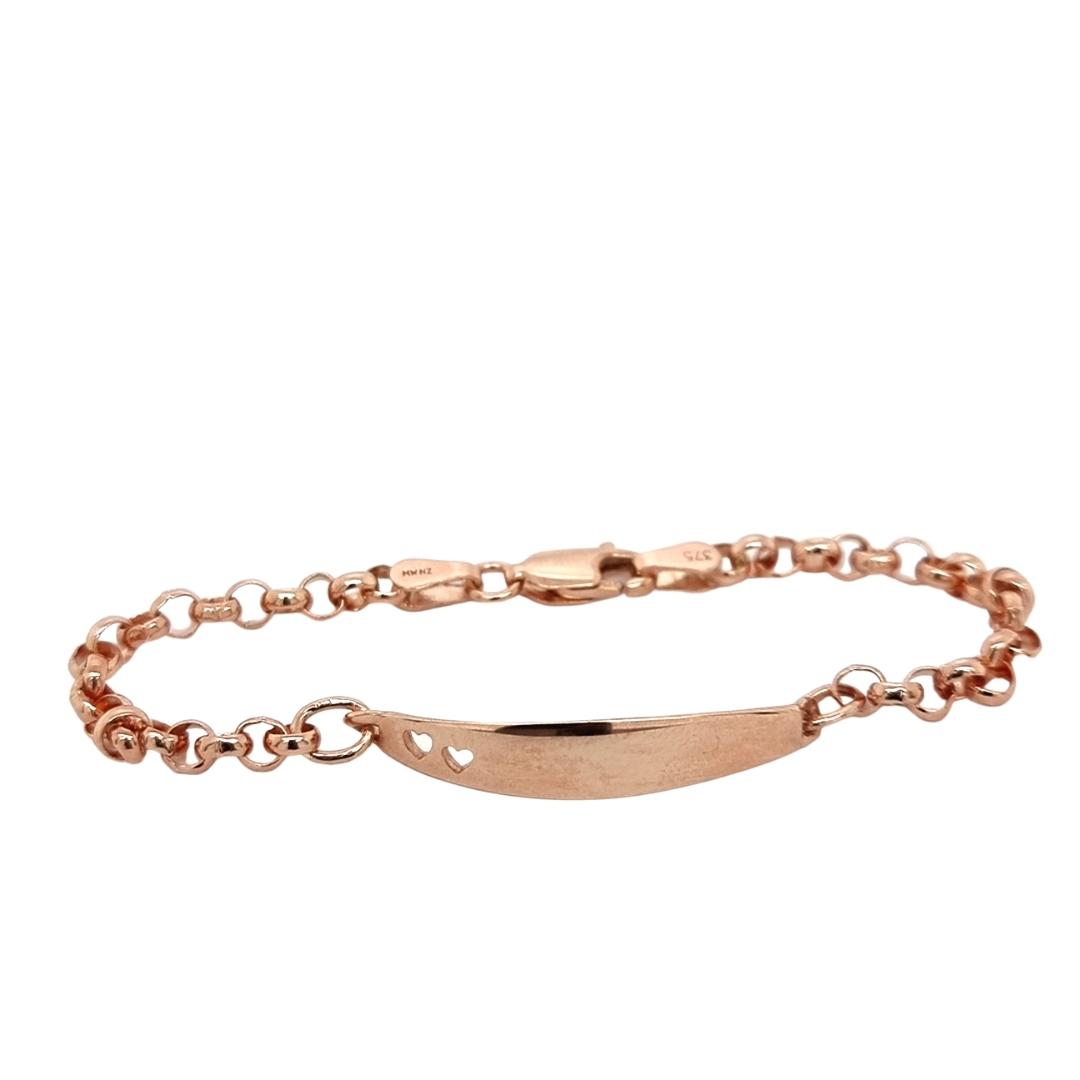 9ct Rose Gold Baby Bracelet with ID Plate.