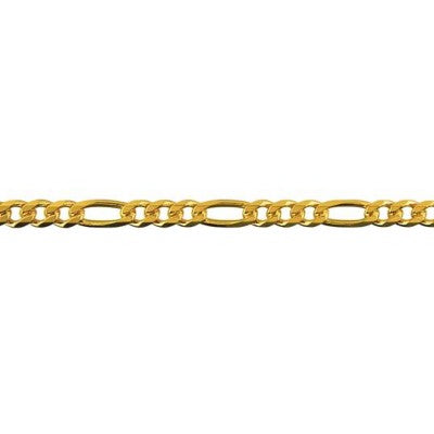 9ct Yellow Gold Figaro 1+3 Bracelet.