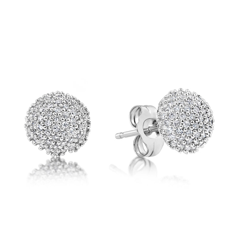9ct White Gold Domed Diamond Studs - 0.33 carats
