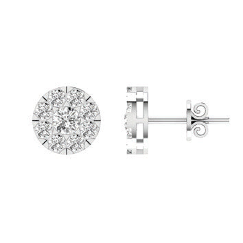 9ct White Gold Diamond Cluster Stud Earrings - 1/2 carat