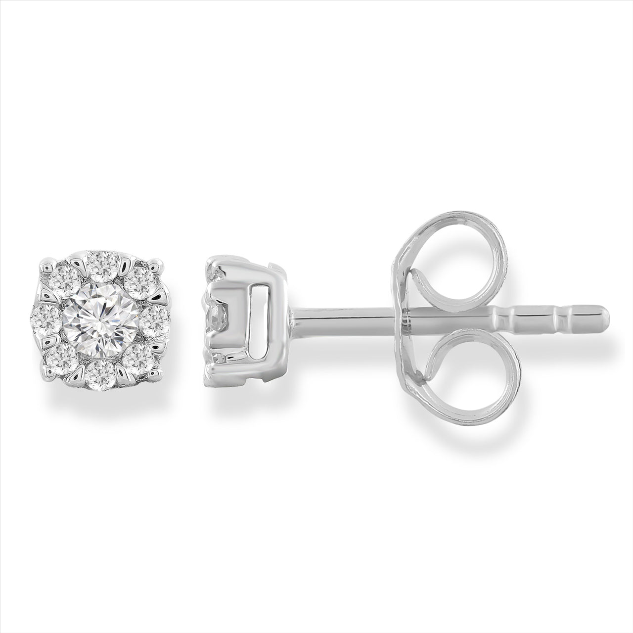 9ct White Gold 0.15 Carat Diamond Cluster Stud Earrings