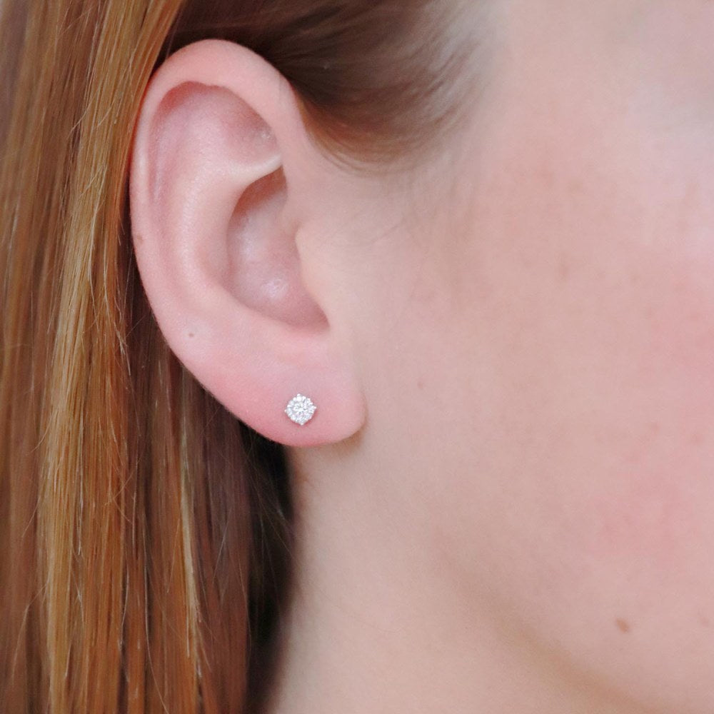 9ct White Gold 0.15 Carat Diamond Cluster Stud Earrings