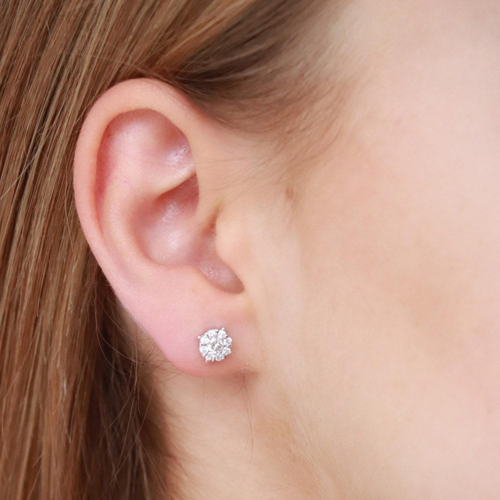 9ct White Gold 1/2 Carat Diamond Cluster Stud Earrings