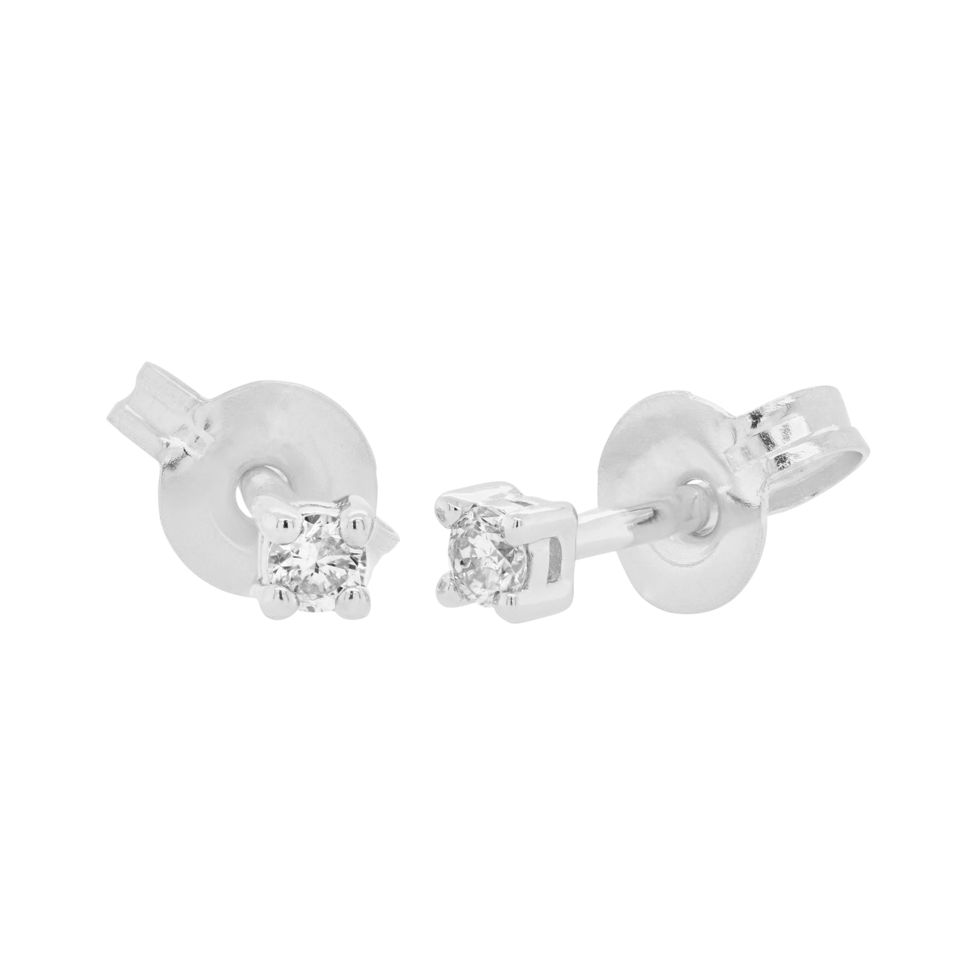 9ct White Gold Diamond Stud Earrings - 0.06 Carats