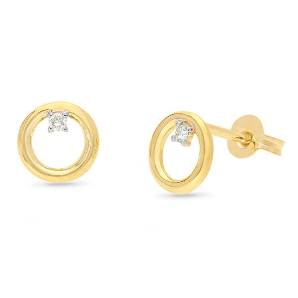9ct Yellow Gold Open Circle Stud Earrings.