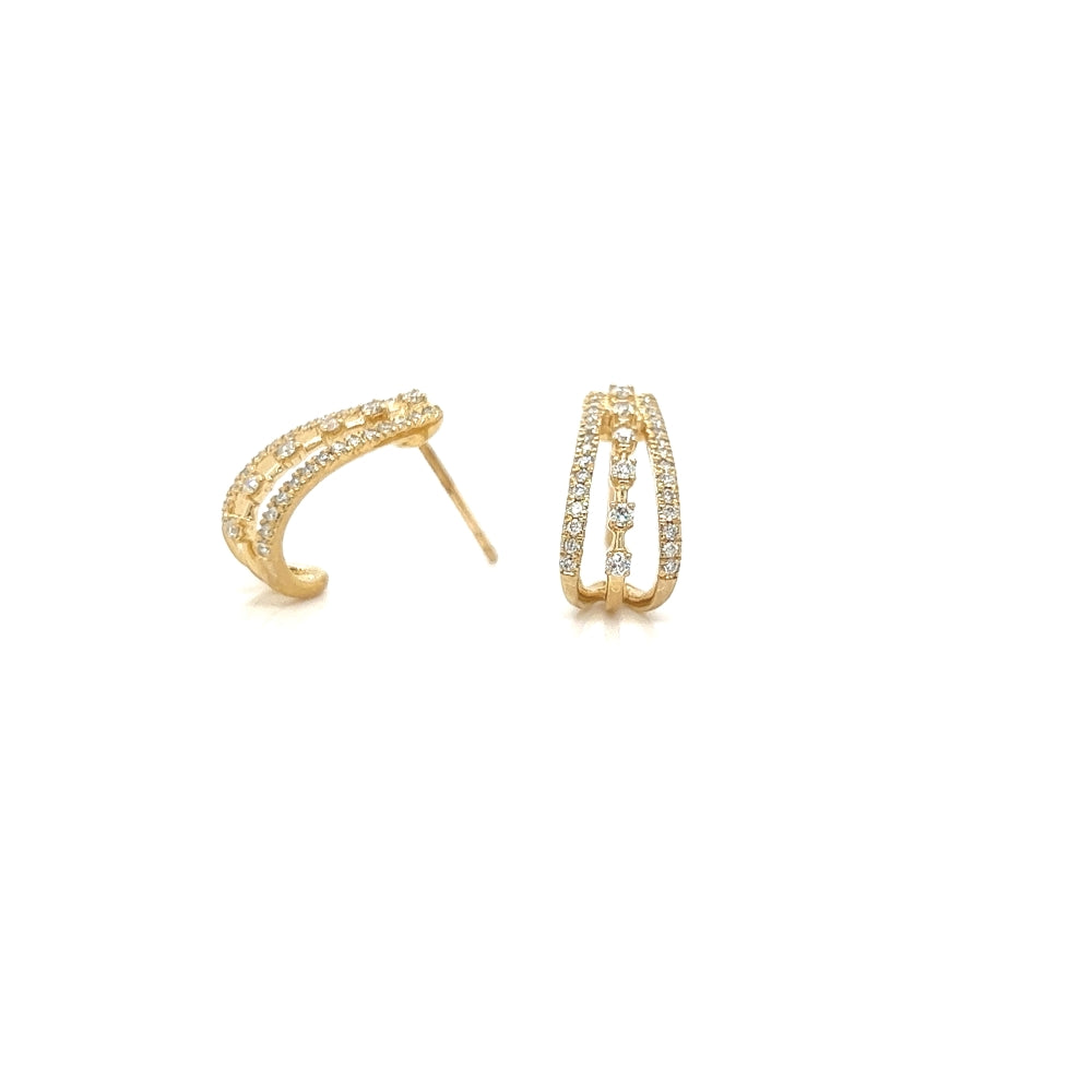 9ct Yellow Gold Diamond Hoop Earrings.
