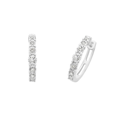 Diamond Huggie Earrings Miracle Set in 9ct White Gold - 0.12cts.