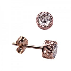 9ct Rose Gold 5mm CZ Stud Earrings
