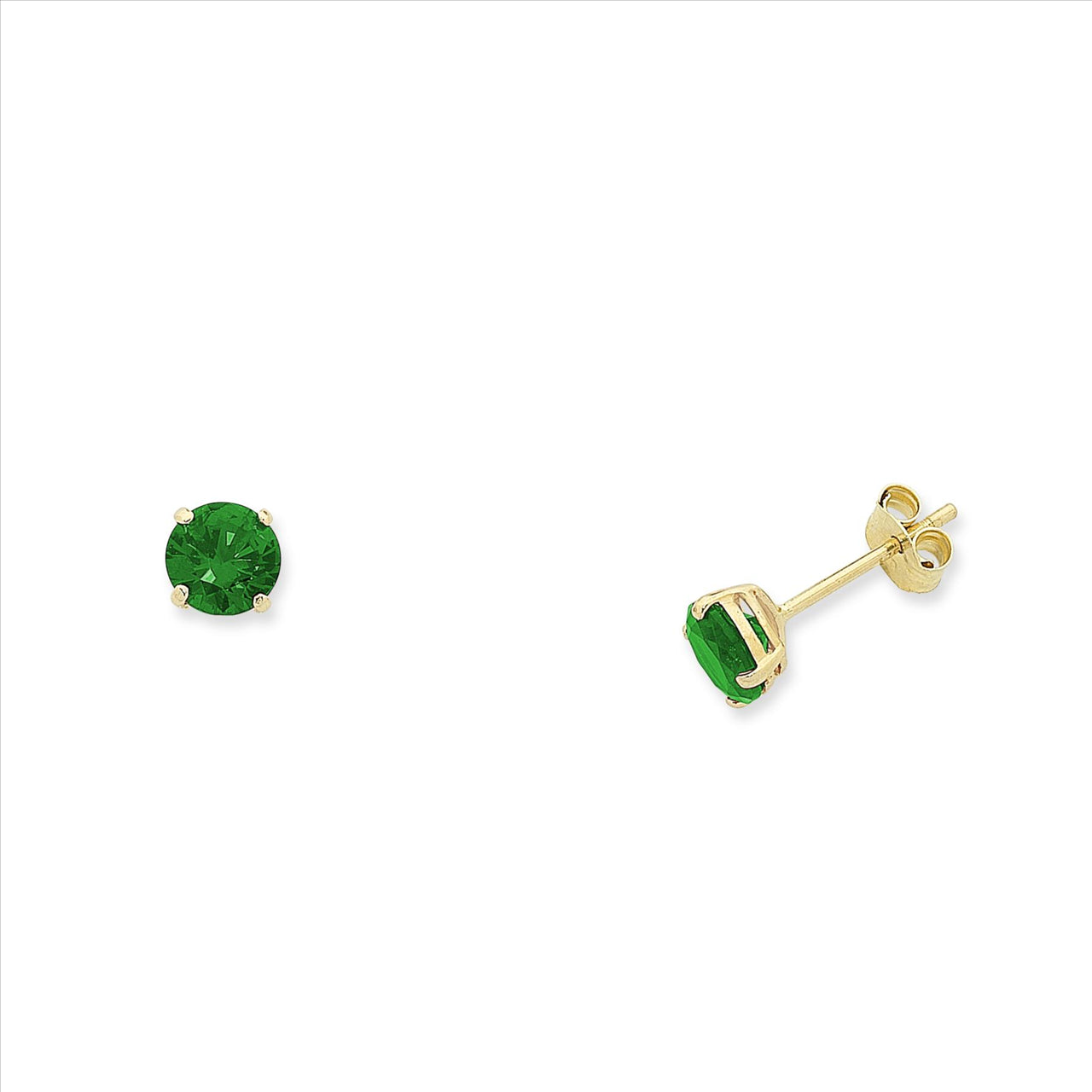 9ct Yellow Gold Natural Emerald Studs