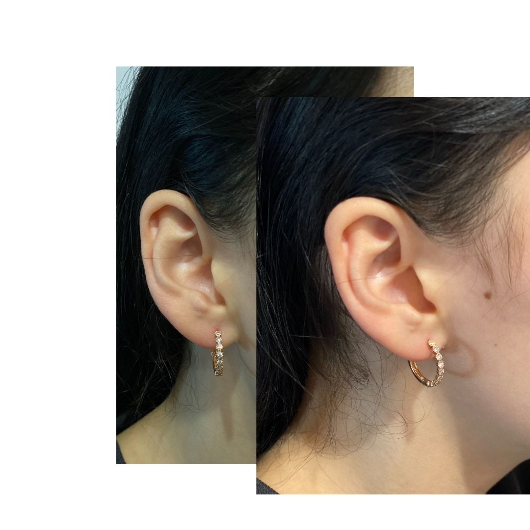 9ct Rose Gold CZ Millgrain Detail Huggie Earrings.