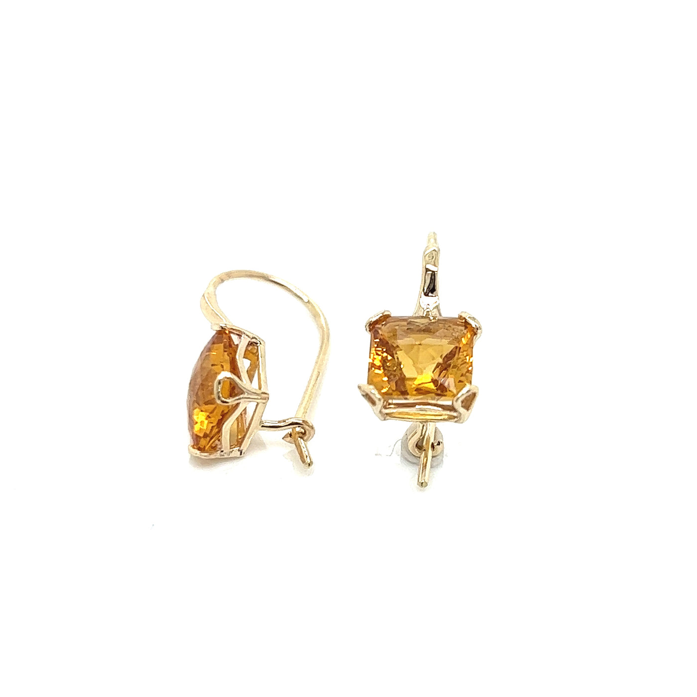 9ct Yellow Gold Octagonal Citrine Hook Earrings