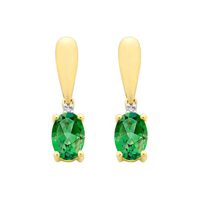 Created Emerald & Diamond Drop Earrings.