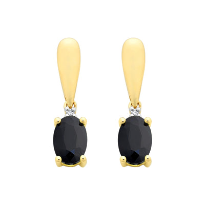 Oval Sapphire & Diamond Drop Earrings.